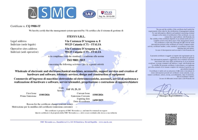 Certificato ISO 9001 ITESYS